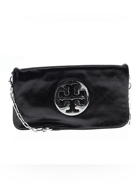 Tory Burch Leather Convertible Clutch / Shoulder Bag with Silver Chain Strap